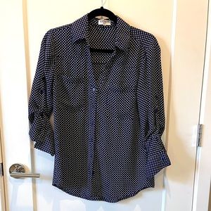 Express Portofino blue and white button up blouse